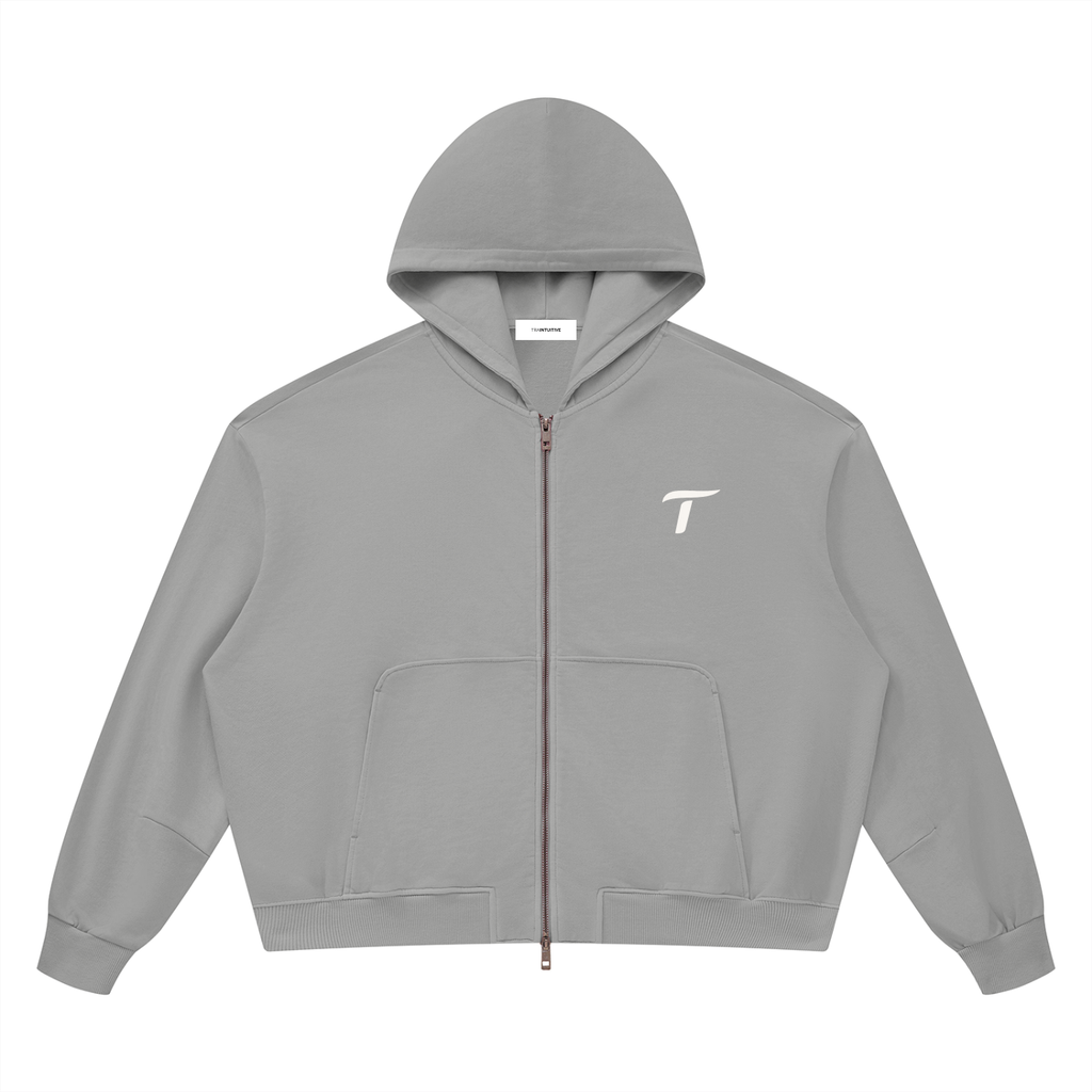 Traintuitive Vintage Wash Boxy Full Zip Hoodie