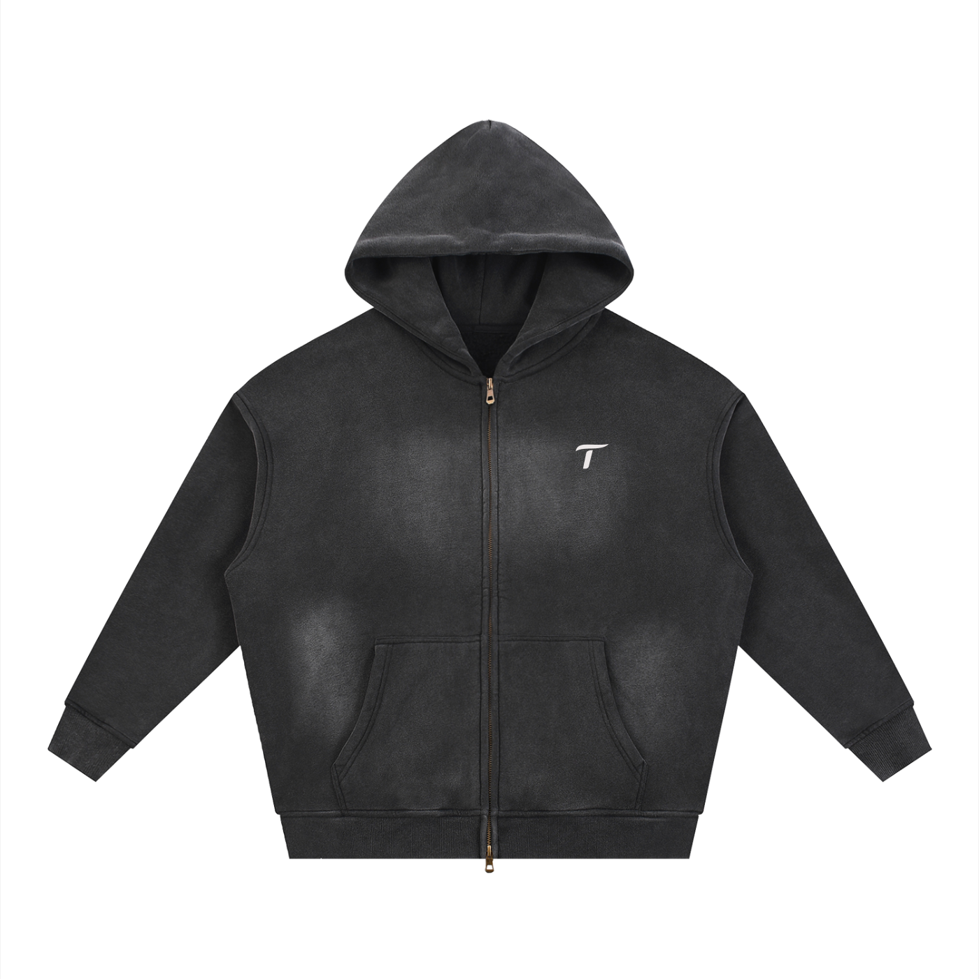 Traintuitive For You, For Life, Men's Sunfade Two-way Zipper Boxy Fleece Hoodie
