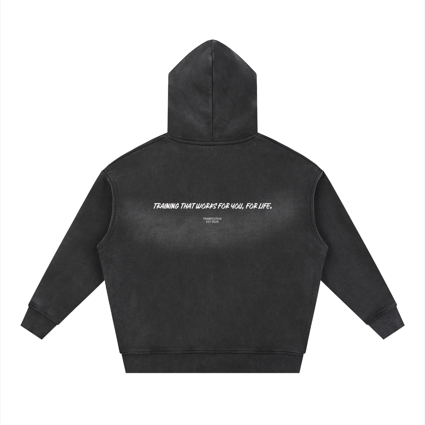 Traintuitive For You, For Life, Men's Sunfade Two-way Zipper Boxy Fleece Hoodie