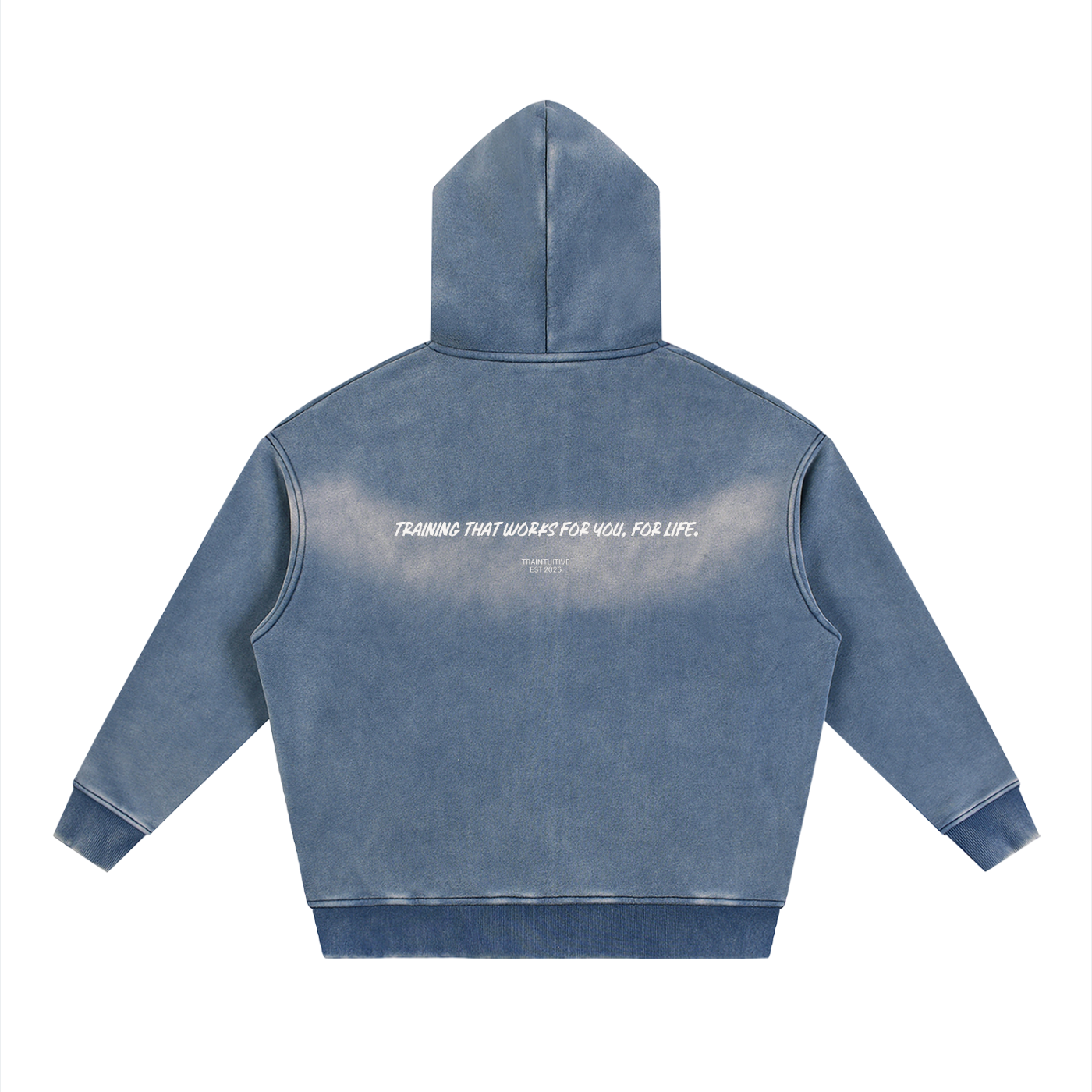 Traintuitive For You, For Life, Men's Sunfade Two-way Zipper Boxy Fleece Hoodie