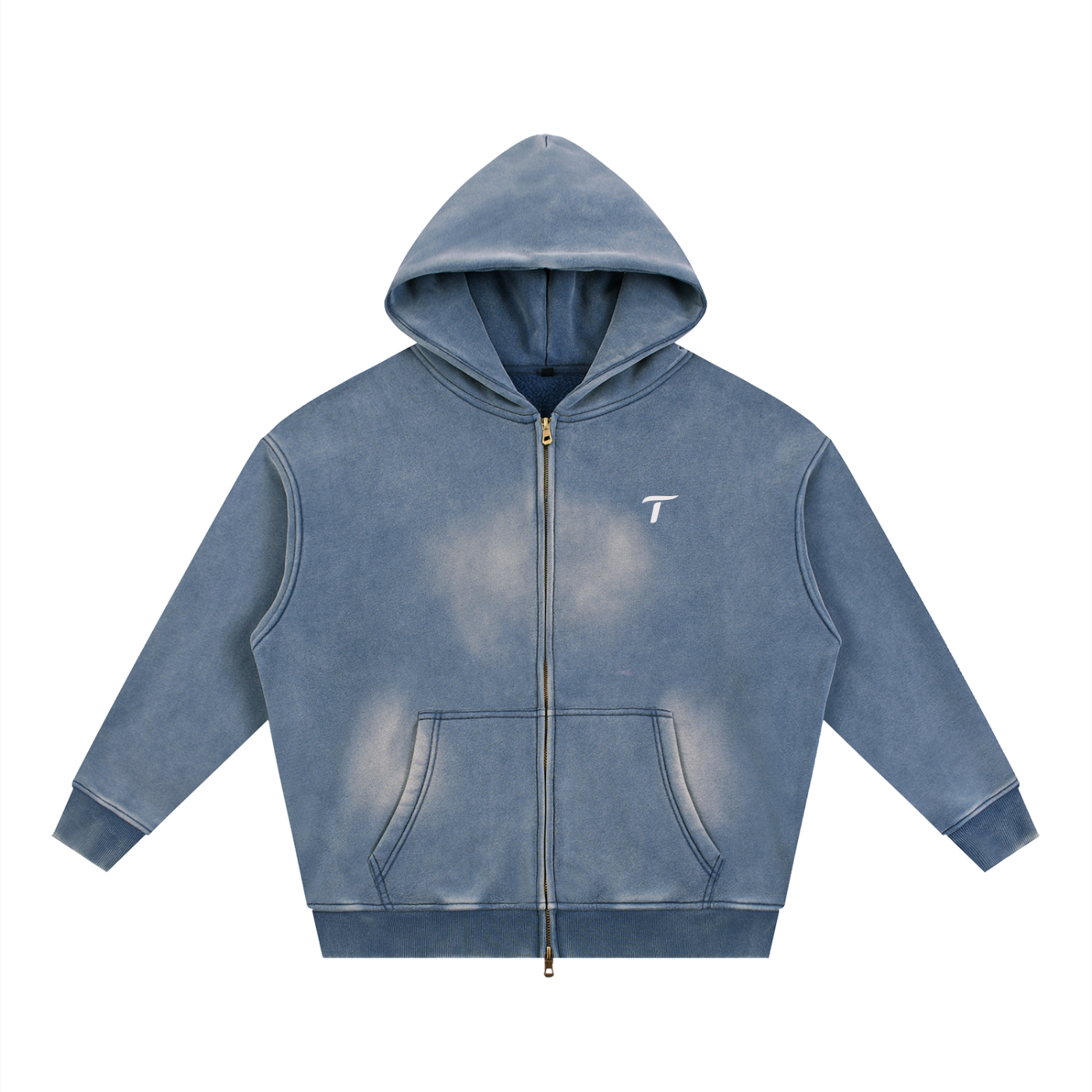 Traintuitive For You, For Life, Men's Sunfade Two-way Zipper Boxy Fleece Hoodie